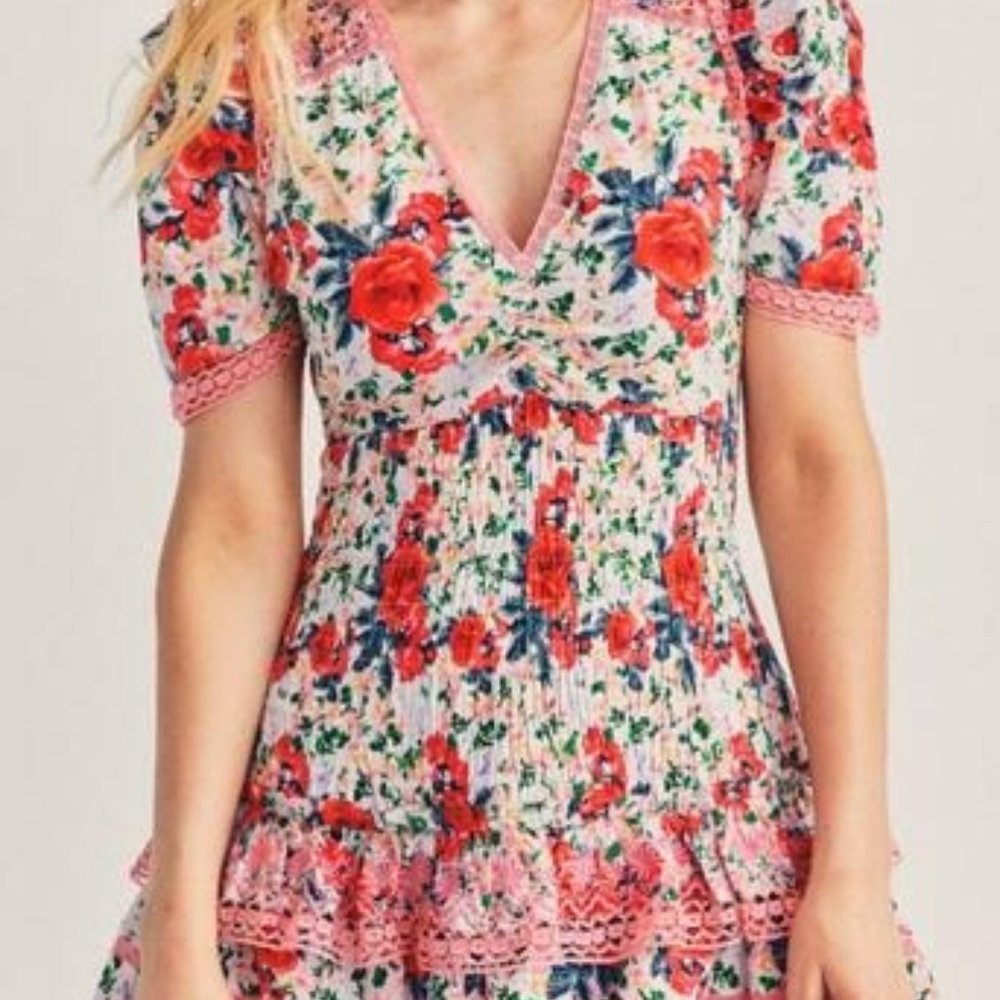 LoveShackFancy Dress | New w/ Tag | Rena Ruffled Floral Mini Dress | Sz. Medium